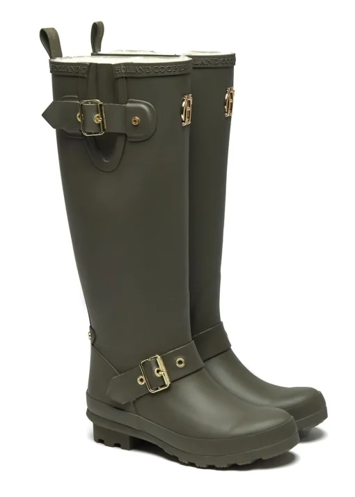 Sherpa Lined Regency Wellingtons - Matte Green
