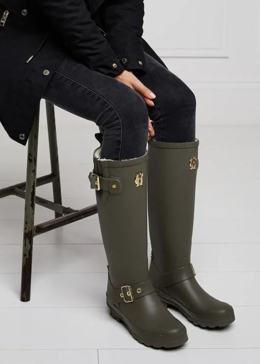 Sherpa Lined Regency Wellingtons - Matte Green