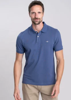 Shield Pique Polo - Dusty Navy