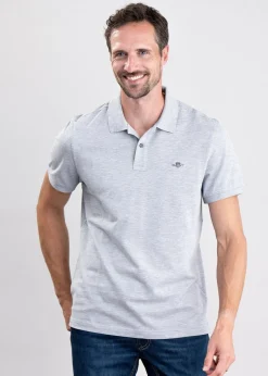 Shield Pique Polo - Grey Melange