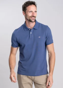 Shield Pique Polo - Dusty Navy