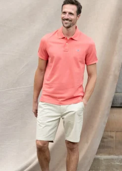 Shield Pique Polo - Sunset Pink