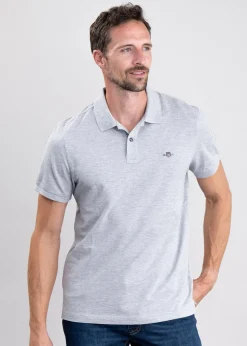 Shield Pique Polo - Grey Melange