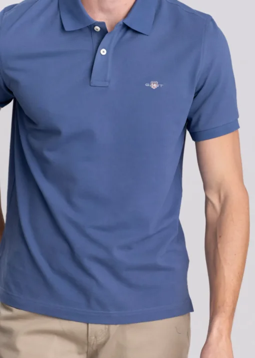 Shield Pique Polo - Dusty Navy