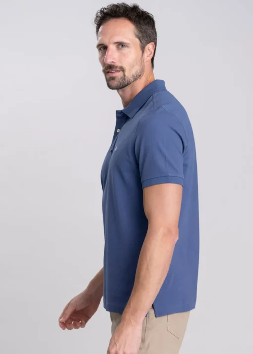 Shield Pique Polo - Dusty Navy