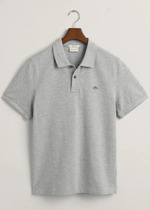 Shield Pique Polo - Grey Melange