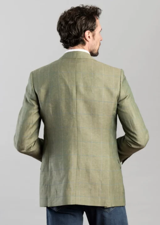 Shilbottle Tweed Jacket - Green Herringbone with Blue and Purple Check