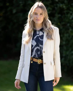 Slim Stretch Linen Blazer - Soft Oat