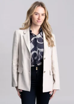 Slim Stretch Linen Blazer - Soft Oat