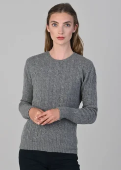 Sophia Cashmere Cable Crew Neck - Flannel