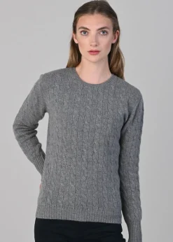 Sophia Cashmere Cable Crew Neck - Flannel