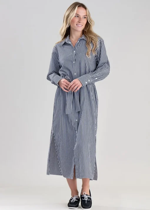 Striped Poplin Shirt Dress - Classic Blue