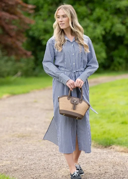 Striped Poplin Shirt Dress - Classic Blue