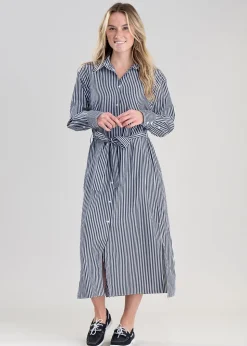 Striped Poplin Shirt Dress - Classic Blue