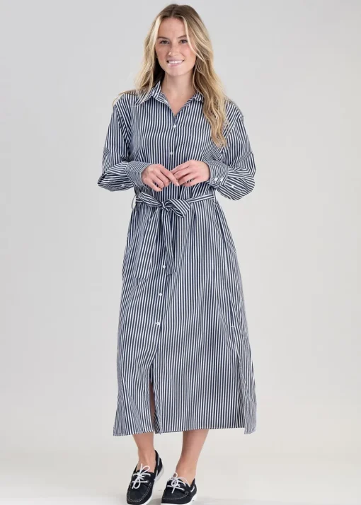 Striped Poplin Shirt Dress - Classic Blue