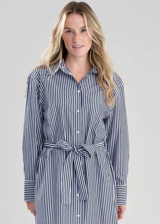 Striped Poplin Shirt Dress - Classic Blue