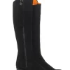 Suede Regina Heeled Boots - Black