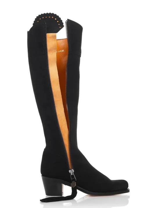 Suede Regina Heeled Boots - Black