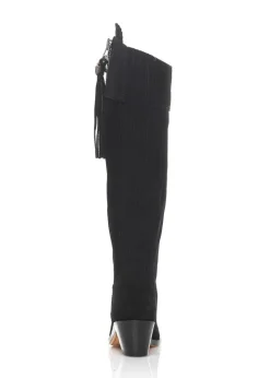 Suede Regina Heeled Boots - Black