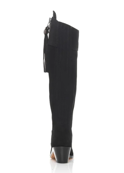 Suede Regina Heeled Boots - Black