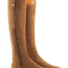 Suede Regina Narrow Fit Boots - Tan