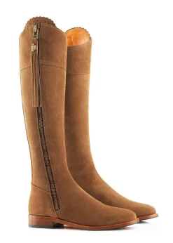 Suede Regina Narrow Fit Boots - Tan