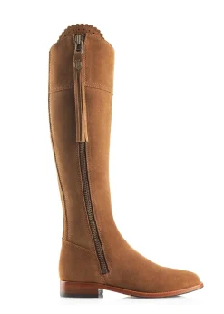 Suede Regina Narrow Fit Boots - Tan