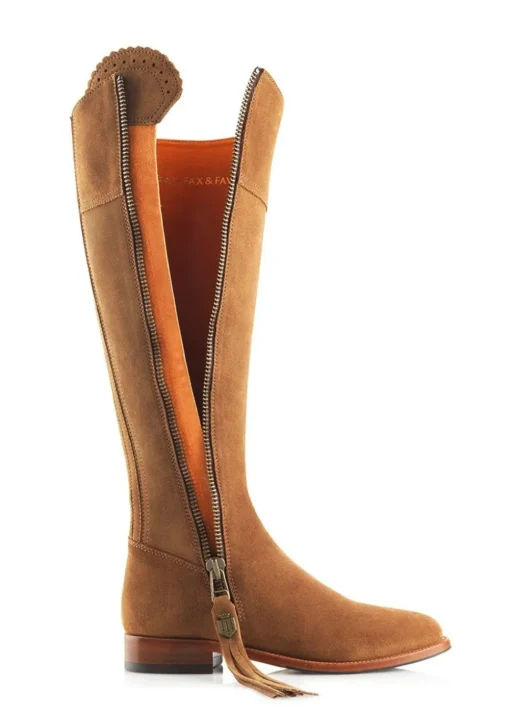 Suede Regina Narrow Fit Boots - Tan