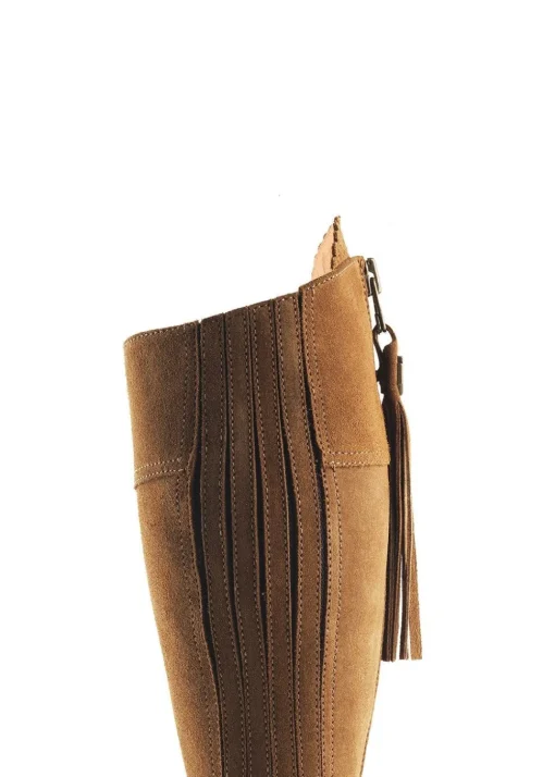 Suede Regina Narrow Fit Boots - Tan