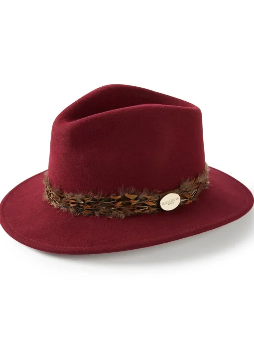 Suffolk Fedora Bronze Wrap - Maroon
