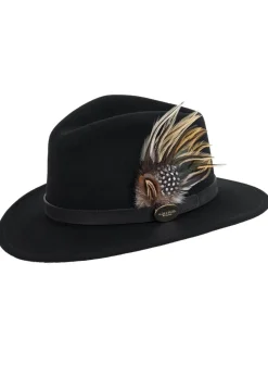 Suffolk Fedora Fawn Side Feather - Black