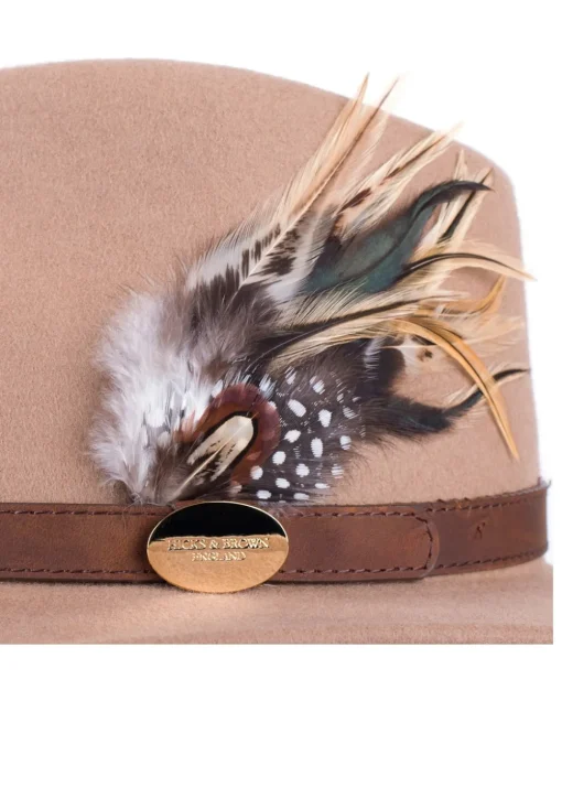 Suffolk Fedora Fawn Side Feather - Camel