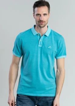 Sunfaded Pique Rugger - Aqua Green