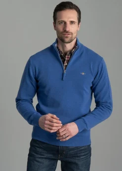 Superfine Lambswool Half Zip - Rich Blue