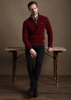 Superfine Lambswool Half Zip - Plumped Red