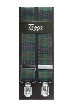 Tartan Clip Braces - Green, Blue and Red