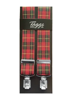 Tartan Clip Braces - Red and Yellow