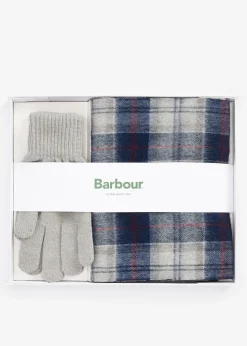 Tartan Scarf & Glove Gift Set - Blue Granite