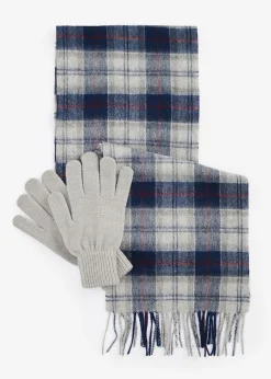 Tartan Scarf & Glove Gift Set - Blue Granite