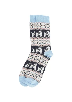 Terrier Fairisle Socks - Navy and Pink