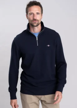 Texture Half Zip Sweatshirt - Evening Blue