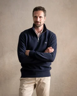 Texture Half Zip Sweatshirt - Evening Blue
