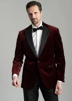 Theo Velvet Jacket - Burgundy