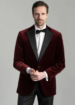 Theo Velvet Jacket - Burgundy