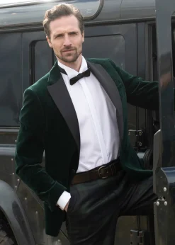 Theo Velvet Jacket - Bottle Green