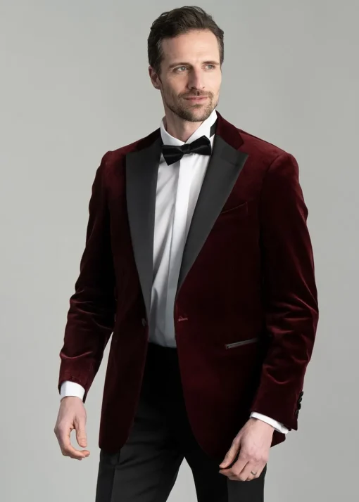 Theo Velvet Jacket - Burgundy