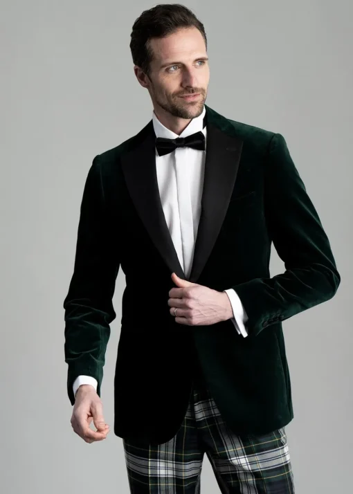 Theo Velvet Jacket - Bottle Green