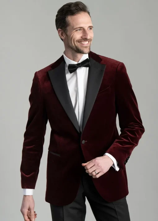 Theo Velvet Jacket - Burgundy