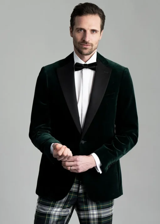 Theo Velvet Jacket - Bottle Green
