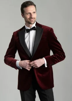 Theo Velvet Jacket - Burgundy